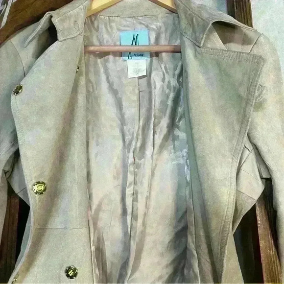 RARE Vintage Marciano Cream Leather Coat Size L - Picture 10 of 12